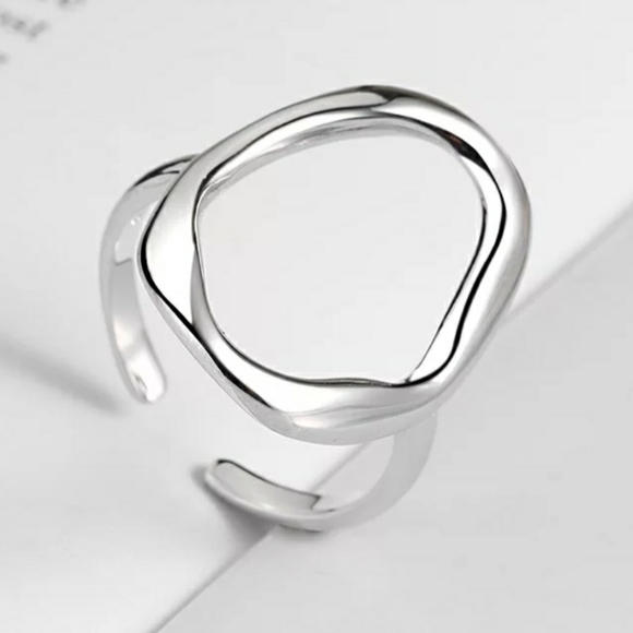 NEW SILVER / GOLD PLATED CIRCLE ADJUSTABLE RING - Picture 5 of 6